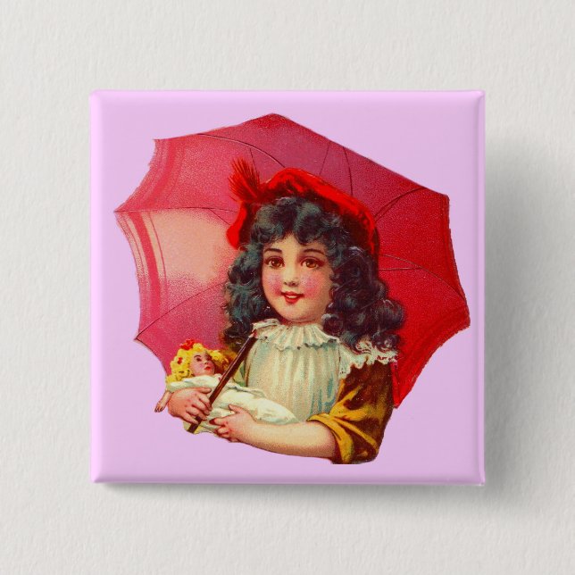 little Victorian girl and her doll Button (Front)