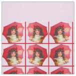 little Victorian girl and her doll Fabric