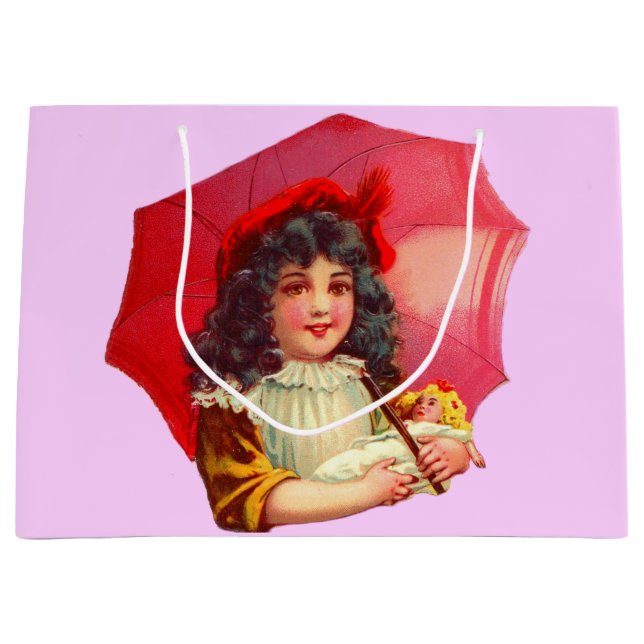 little Victorian girl and her doll Large Gift Bag (Front)