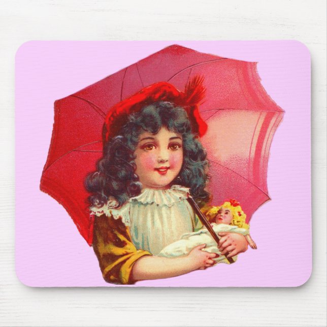 little Victorian girl and her doll Mouse Pad (Front)