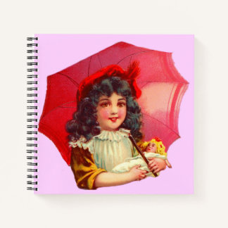 little Victorian girl and her doll Notebook