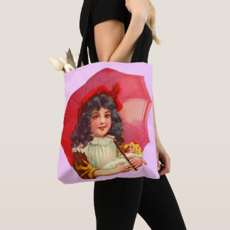 little Victorian girl and her doll Tote Bag