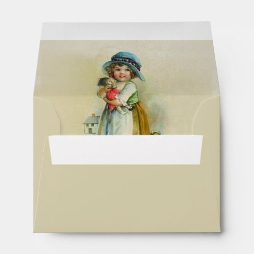 Little Victorian Girl Chubby cheeks with Dolls Envelope