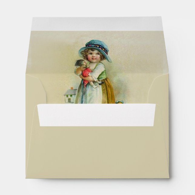 Little Victorian Girl Chubby cheeks with Dolls Envelope (Back (Bottom))