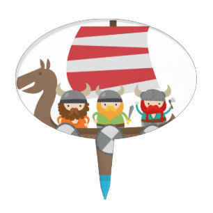 Little Vikings in ship Cake Topper