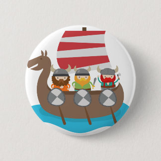 Little Vikings in ship Pinback Button