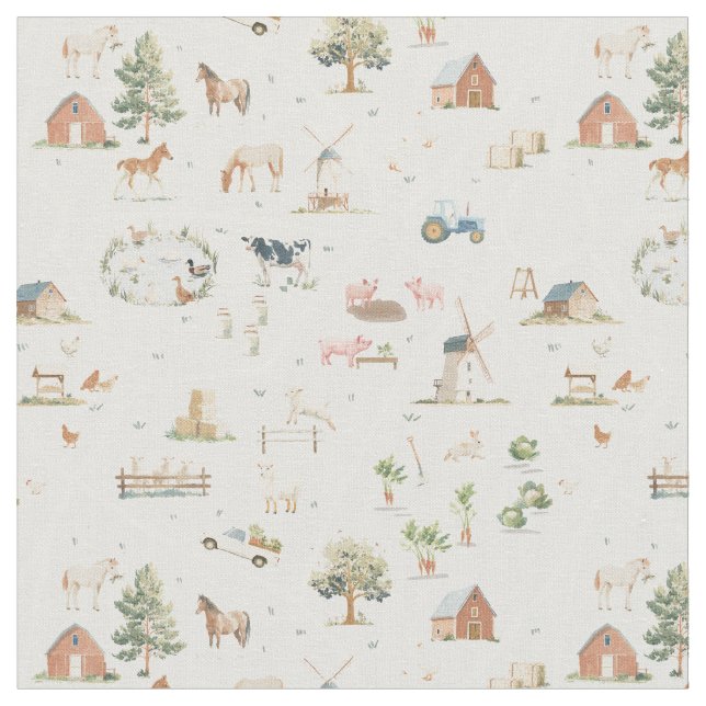 Little village map - Country landscape empty roads Fabric (Close Up)