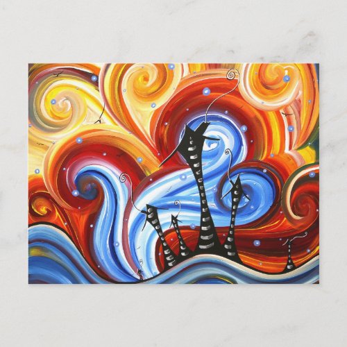 Little Village Original Whimsical MADART Painting Postcard