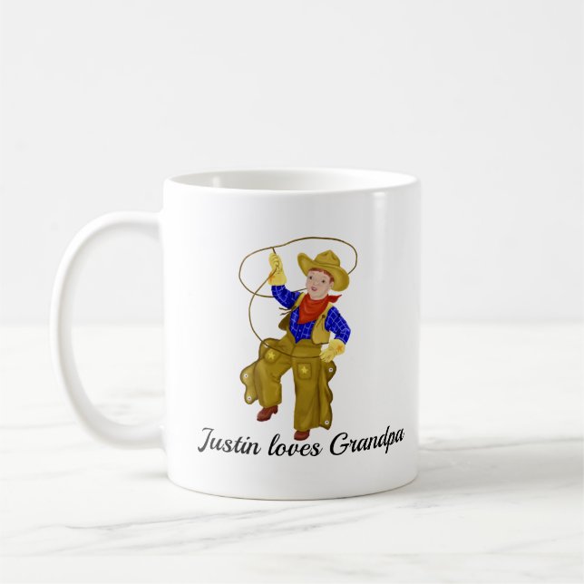 Little Vintage Cowboy, Loves Grandpa Coffee Mug (Left)