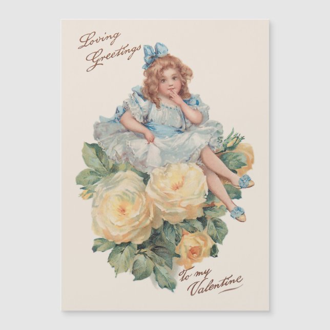Little Vintage Girl, Roses & Valentine Greetings (Front)
