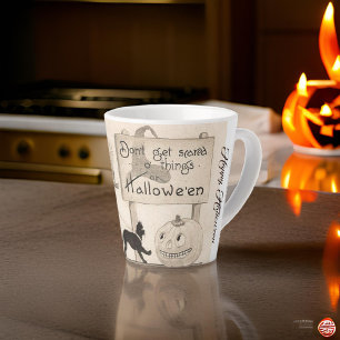 Little Vintage Witch and Black Cat Latte Mug