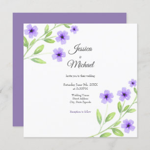 Little Violet Watercolor Blossoms Invitation