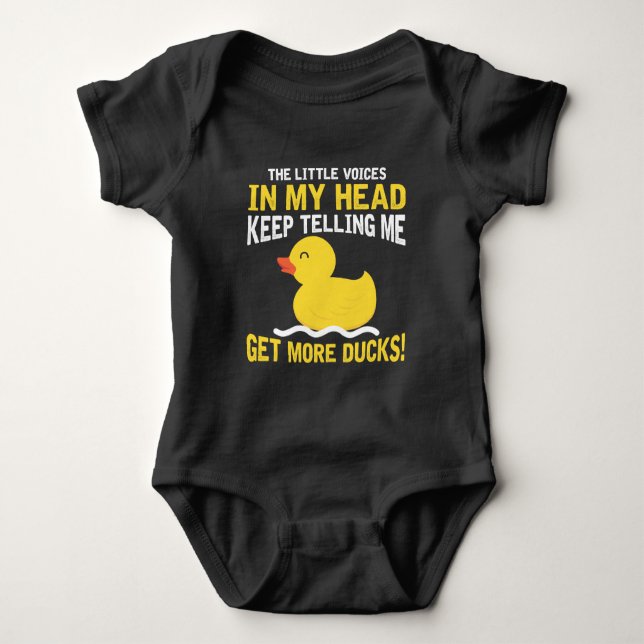 Little Voices in my Head Rubber Duck Lover Farmer Baby Bodysuit (Front)
