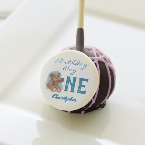 Little Watercolor Bear Cute Animal First Birthday Cake Pops