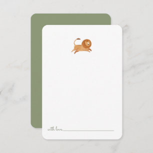 Little Watercolor Lion Birthday Time Capsule Thank You Card