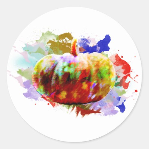 Little Watercolor Pumpkin Halloween Fall Season Classic Round Sticker