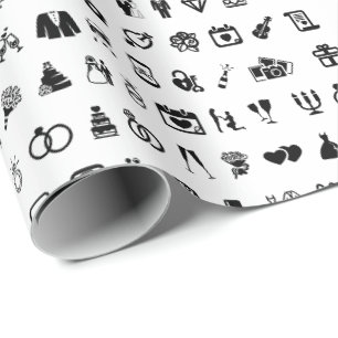 Little Wedding Icon Symbols pattern Wrapping Paper