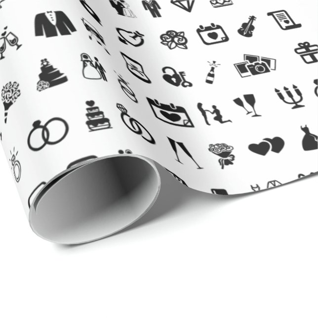 Little Wedding Icon Symbols pattern Wrapping Paper (Roll Corner)