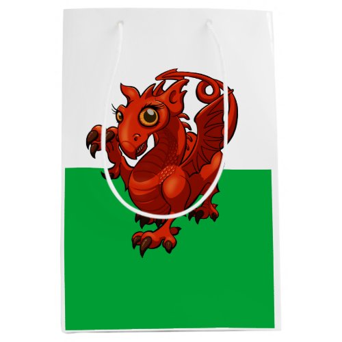 Little Welsh Baby Red Dragon Flag Cartoon Medium Gift Bag