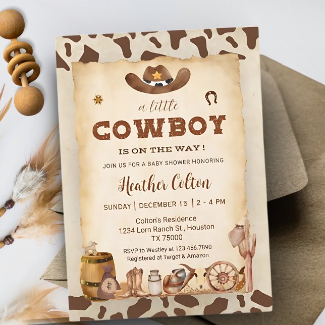 Little Western Cowboy Baby Shower Invitation (Creator Uploaded)