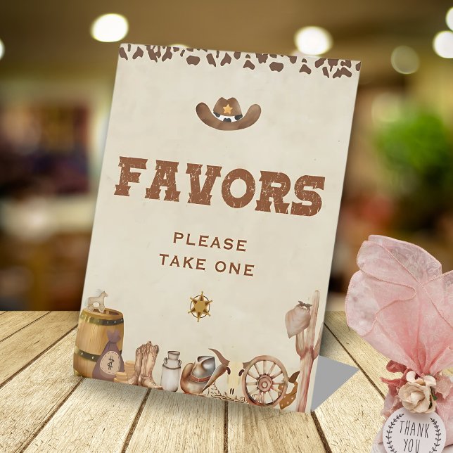Little Western Cowboy Baby Shower Thank you Favors Pedestal Sign (Creator Uploaded)