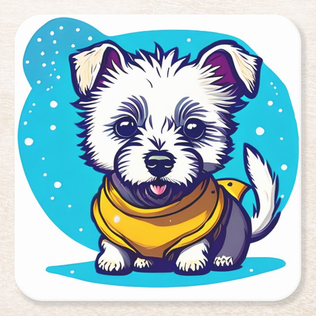 Little Westie   Square Paper Coaster (Front)