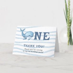 Little Whale 1st Birthday Under The Sea Letterpress Thank You Card