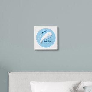 Little whale Blue Kids Cartoon Modern Art. Peel And Stick Photo Tile