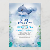 Little Whale Nautical Under the Sea Baby Shower Invitation