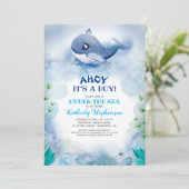 Little Whale Nautical Under the Sea Baby Shower Invitation (Standing Front)