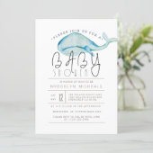 Little Whale Watercolor | Aquatic Baby Shower Invitation (Standing Front)