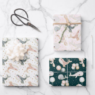 Little Whale Watercolor Under The Sea Animal Wrapping Paper Sheets