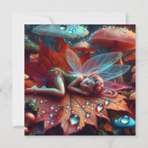 Little Whimsical Fairy Sleeping on a Leaf