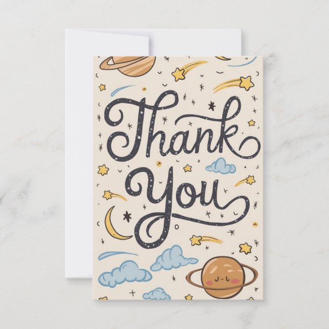 Little Whimsical Trail Celestial Thank You Card (Front)
