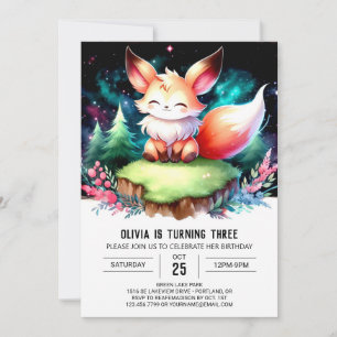 Little Whimsy Fox Birthday digital Invitation