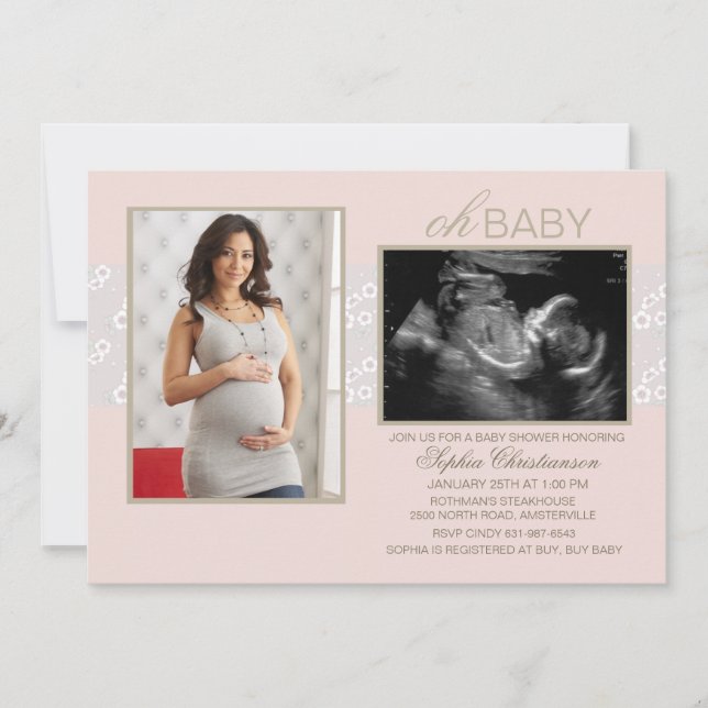 Little Whispers Pink Invitation (Front)