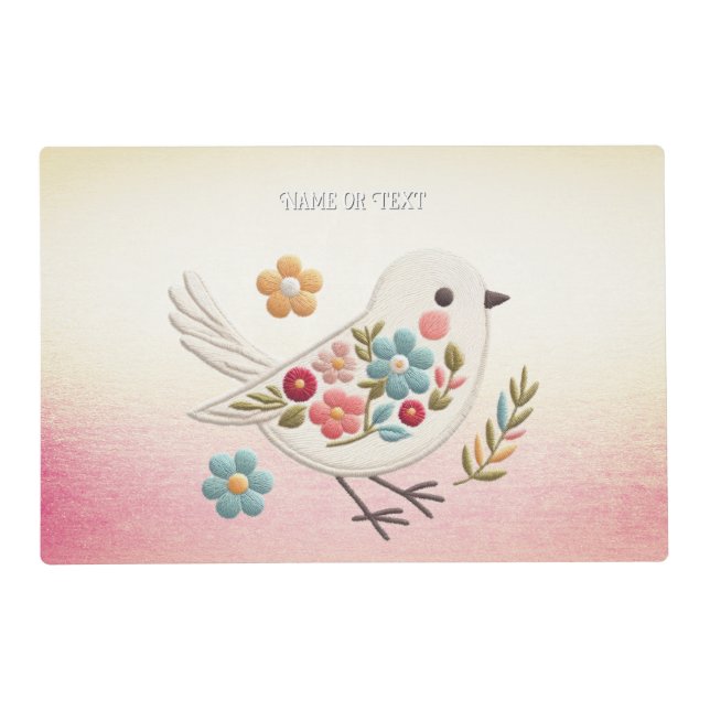 Little White Bird Floral Placemat (Front)