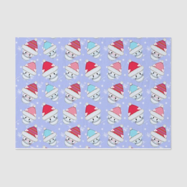 Little White Christmas Kittens in the Snow Pattern Tissue Paper (Front)