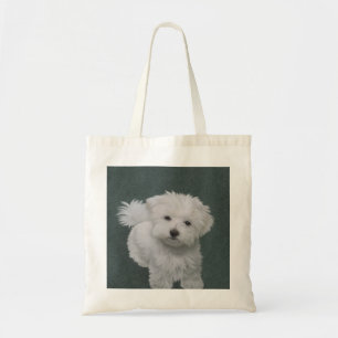 Little white dog pet portrait Tote Bag
