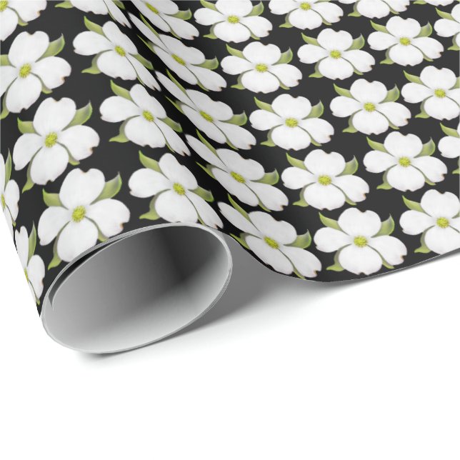 Little White Dogwood Flowers Wrapping Paper (Roll Corner)