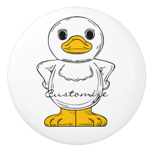 Little White Duck Standing Thunder_Cove Ceramic Knob