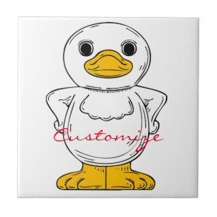 Little White Duck Standing Thunder_Cove Ceramic Tile