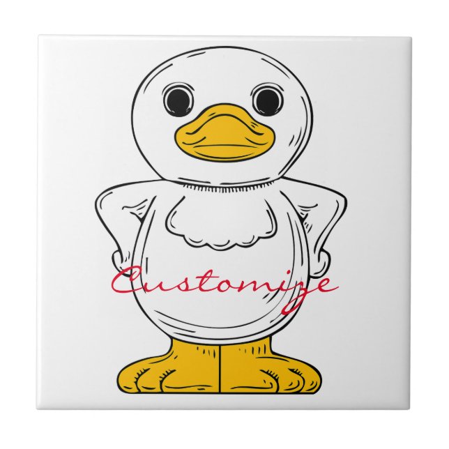 Little White Duck Standing Thunder_Cove Ceramic Tile (Front)