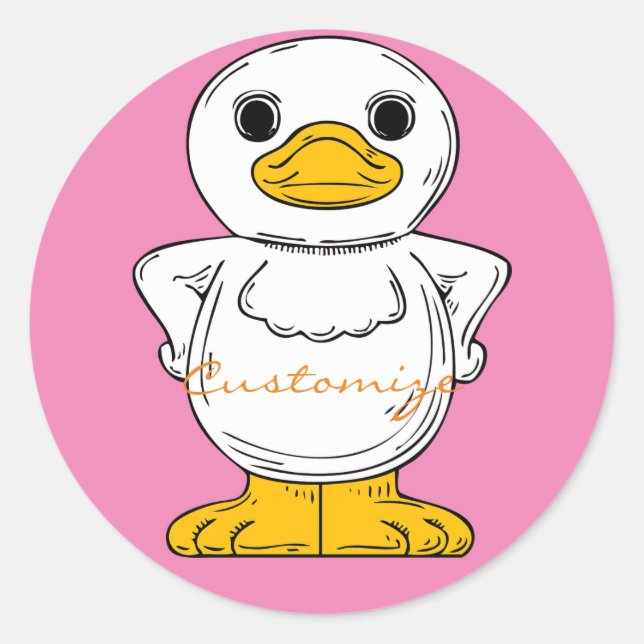 Little White Duck Standing Thunder_Cove Classic Round Sticker (Front)