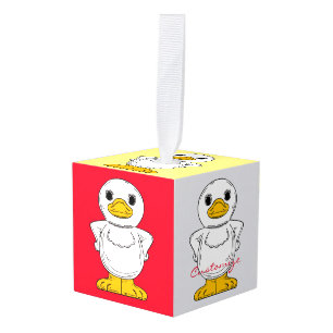 Little White Duck Standing Thunder_Cove Cube Ornament