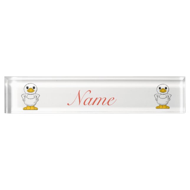 Little White Duck Standing Thunder_Cove Desk Name Plate (Front)