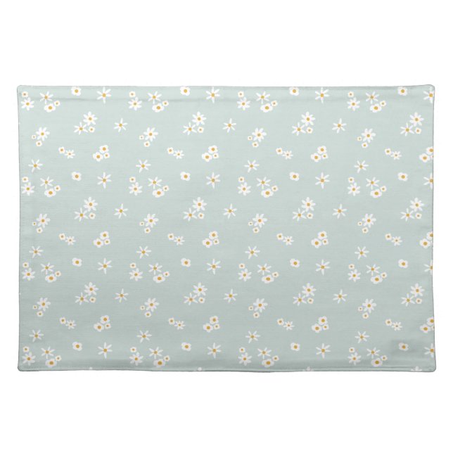 Little White Flowers on blue - seamless pattern. Cloth Placemat (Front)