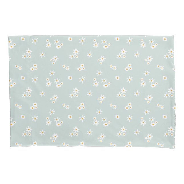 Little White Flowers on blue - seamless pattern. Pillow Case (Front)