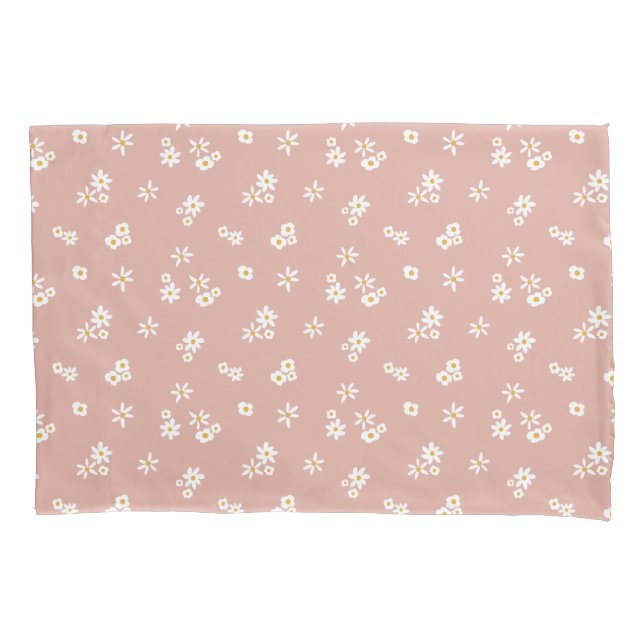 Little White Flowers on pink - seamless pattern. Pillow Case (Front)