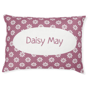 Little White Flowers Over Rosy Purple Pet Bed